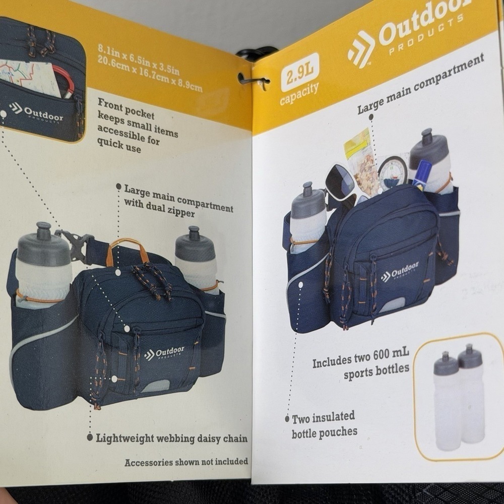 Outdoor Products H2O Mojave Waist Pack Black Hydration Belt with 2 Water Bottles - Picture 14 of 15
